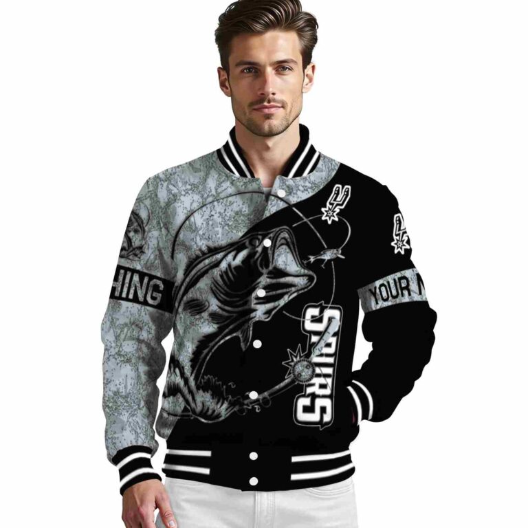 personalized san antonio spurs fishing rod black jacket high quality