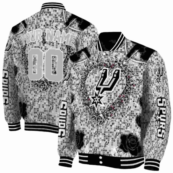 personalized san antonio spurs heart explosion silver jacket fashion forward