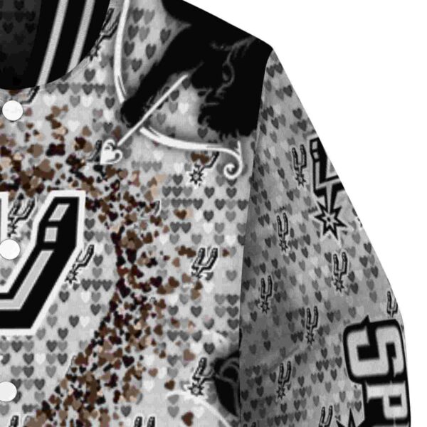personalized san antonio spurs heart explosion silver jacket premium grade