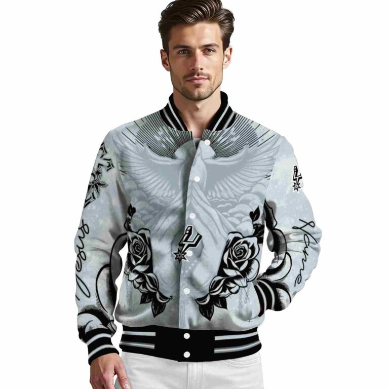 personalized san antonio spurs praying hands silver jacket high quality