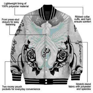 personalized san antonio spurs praying hands silver jacket new arrival