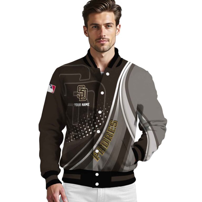 personalized san diego padres wave patterns brown jacket high quality