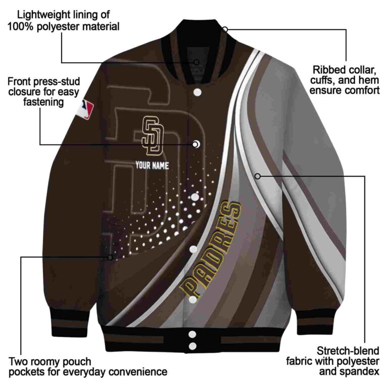 personalized san diego padres wave patterns brown jacket new arrival