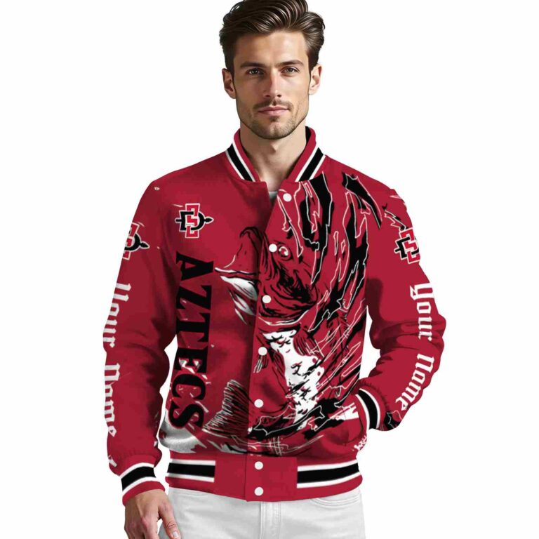 personalized san diego state aztecs fishing passion red white jacket high quality