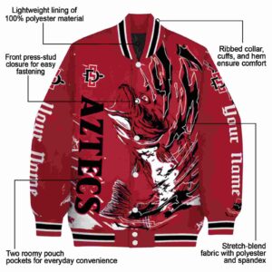 personalized san diego state aztecs fishing passion red white jacket new arrival
