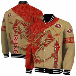 personalized san francisco 49ers fishing rod gold jacket fashion forward