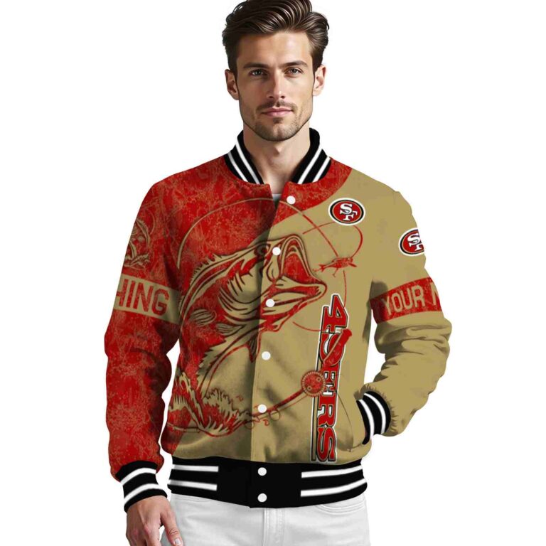personalized san francisco 49ers fishing rod gold jacket high quality