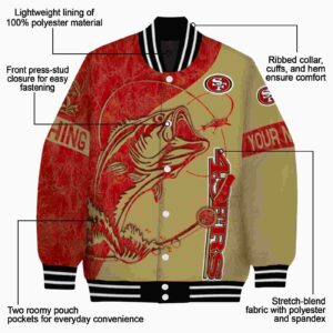 personalized san francisco 49ers fishing rod gold jacket new arrival