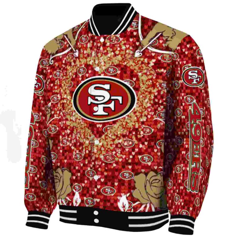 personalized san francisco 49ers heart explosion red jacket best selling