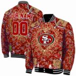 personalized san francisco 49ers heart explosion red jacket best selling