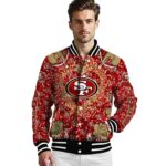 personalized san francisco 49ers heart explosion red jacket best selling