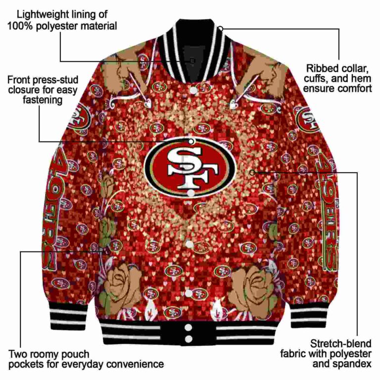 personalized san francisco 49ers heart explosion red jacket new arrival