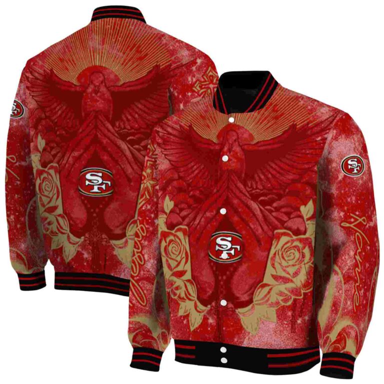 personalized san francisco 49ers praying hands red jacket fashion forward