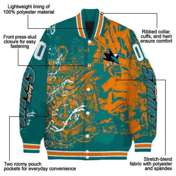 personalized san jose sharks fishing art teal jacket new arrival