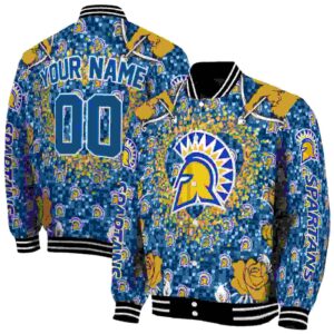 personalized san jose state spartans heart explosion blue jacket fashion forward
