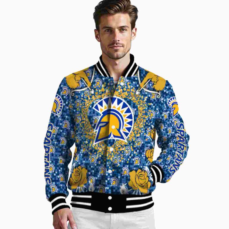 personalized san jose state spartans heart explosion blue jacket high quality