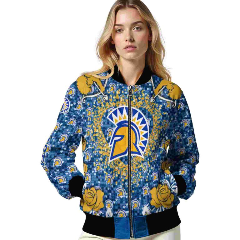 personalized san jose state spartans heart explosion blue jacket latest model