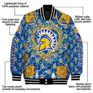 personalized san jose state spartans heart explosion blue jacket new arrival