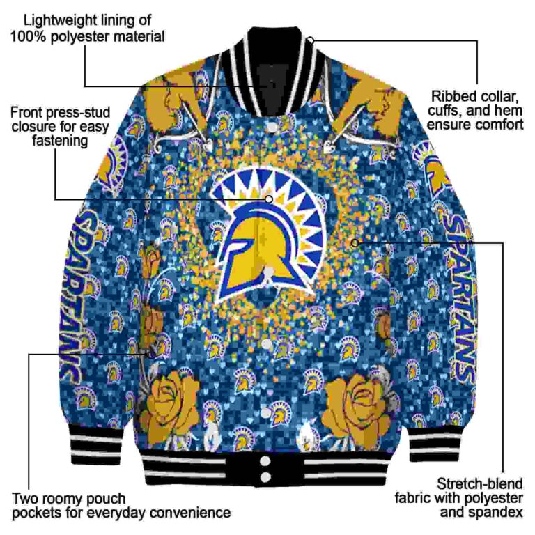 personalized san jose state spartans heart explosion blue jacket new arrival
