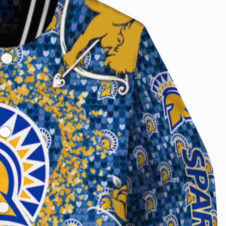 personalized san jose state spartans heart explosion blue jacket premium grade