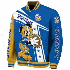 personalized san jose state spartans mickey football blue white jacket best selling