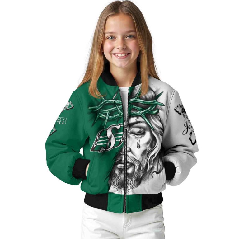 personalized saskatchewan roughriders jesus tears green white jacket top rated