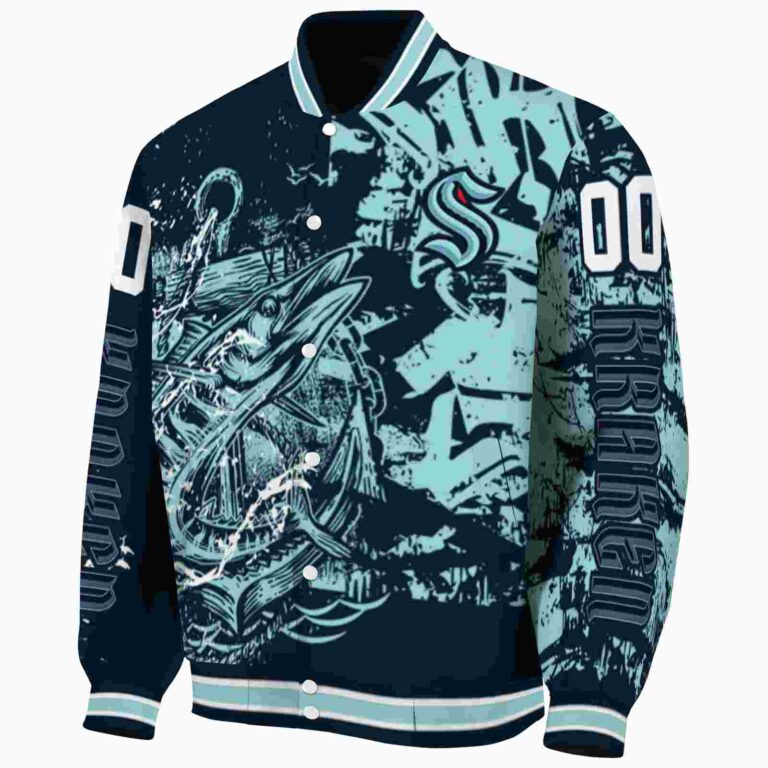 personalized seattle kraken fishing art blue jacket best selling
