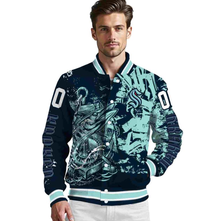 personalized seattle kraken fishing art blue jacket high quality