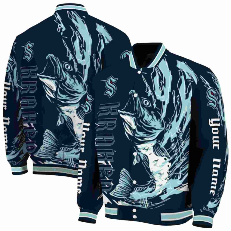 personalized seattle kraken fishing passion blue white jacket fashion forward