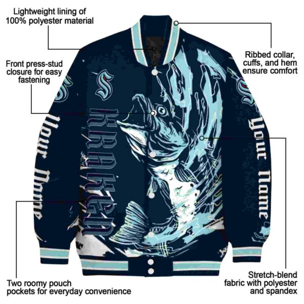 personalized seattle kraken fishing passion blue white jacket new arrival