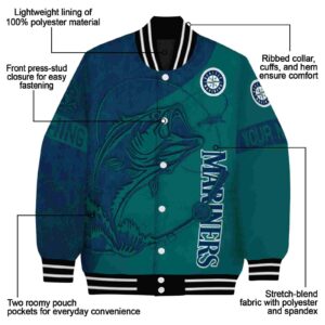 personalized seattle mariners fishing rod green jacket new arrival