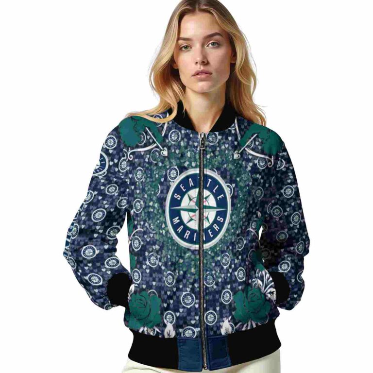 personalized seattle mariners heart explosion navy blue jacket latest model