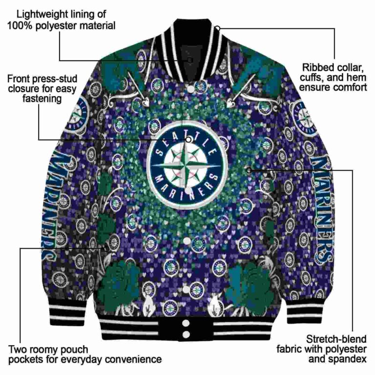 personalized seattle mariners heart explosion navy blue jacket new arrival