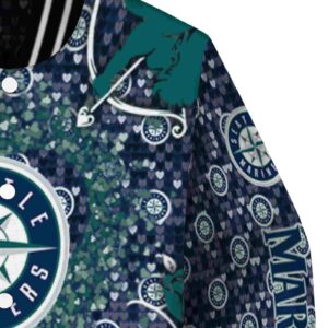 personalized seattle mariners heart explosion navy blue jacket premium grade