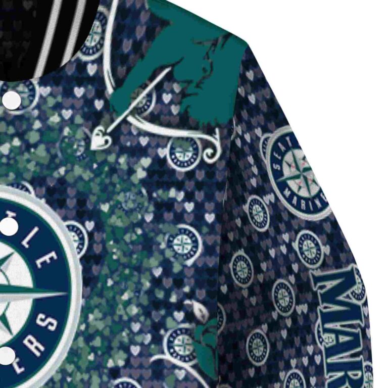 personalized seattle mariners heart explosion navy blue jacket premium grade