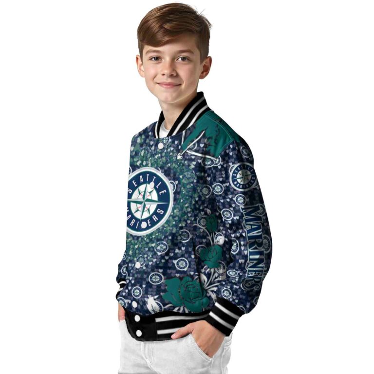 personalized seattle mariners heart explosion navy blue jacket trendy