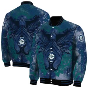 personalized seattle mariners praying hands navy blue jacket fashion forward