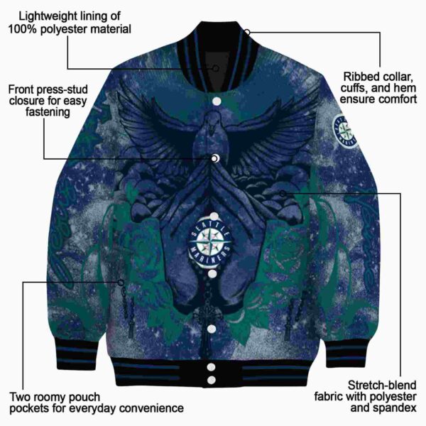 personalized seattle mariners praying hands navy blue jacket new arrival