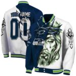 personalized seattle seahawks jesus tears blue white jacket best selling