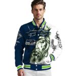 personalized seattle seahawks jesus tears blue white jacket best selling