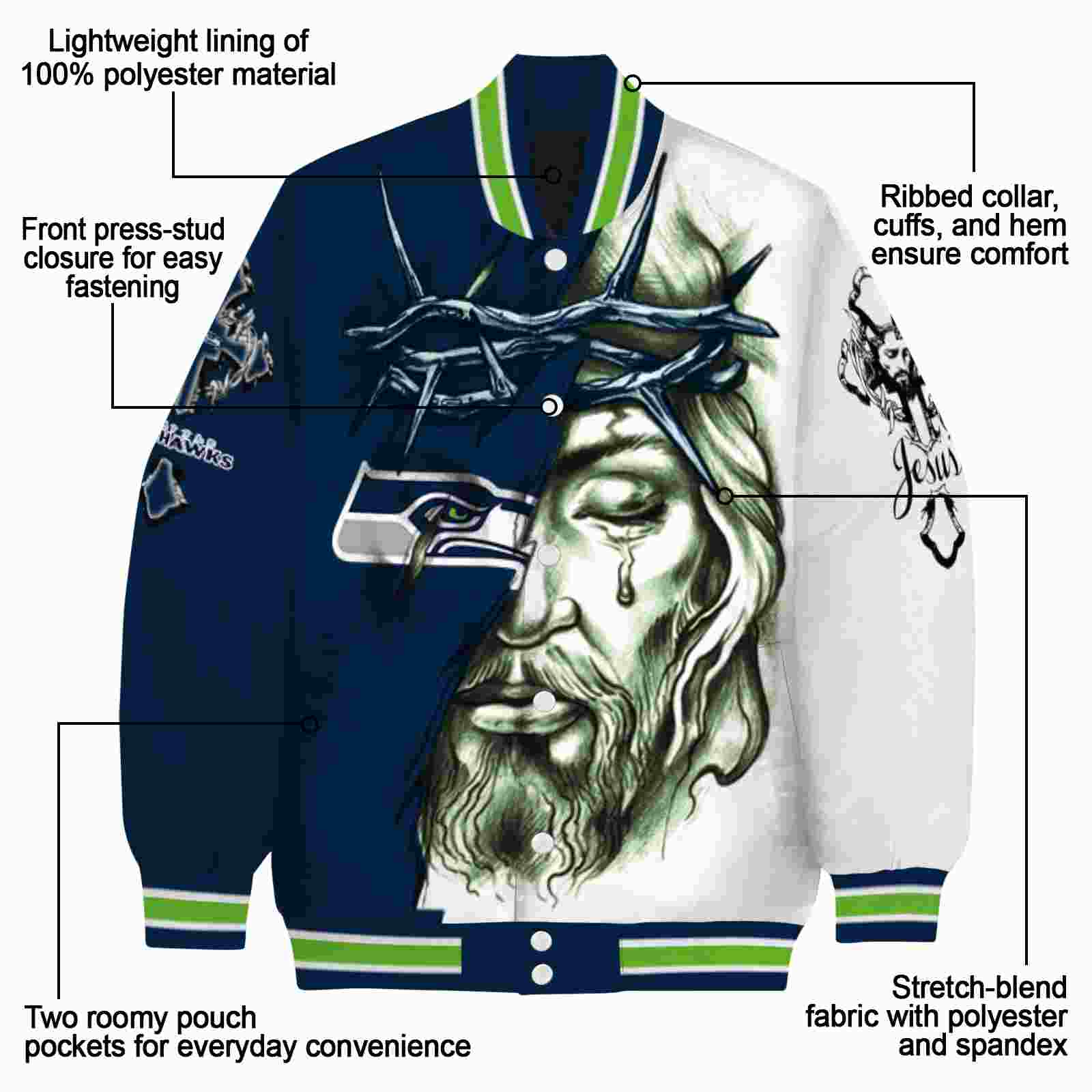personalized seattle seahawks jesus tears blue white jacket new arrival personalized seattle seahawks jesus tears blue white jacket new arrival
