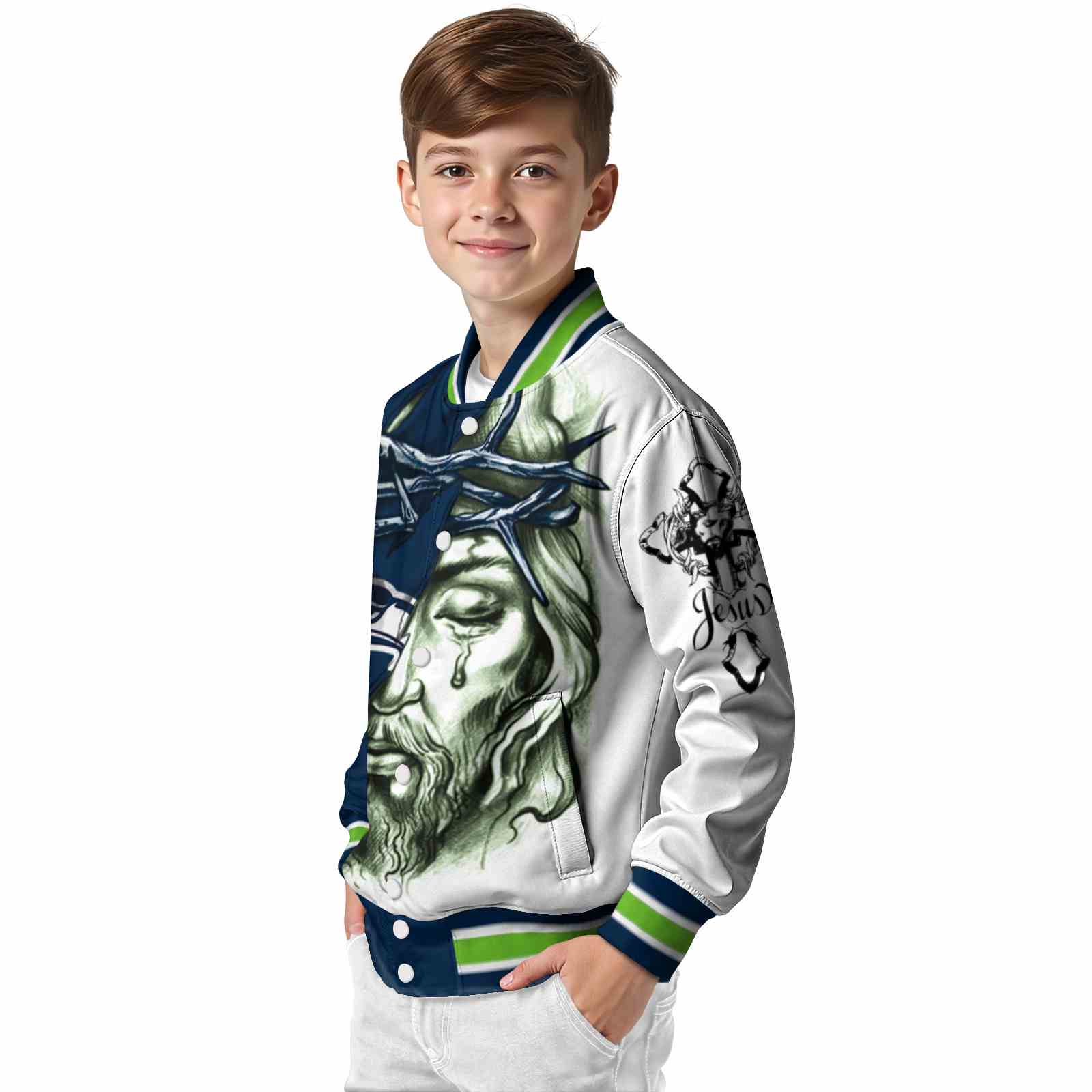 personalized seattle seahawks jesus tears blue white jacket trendy personalized seattle seahawks jesus tears blue white jacket trendy