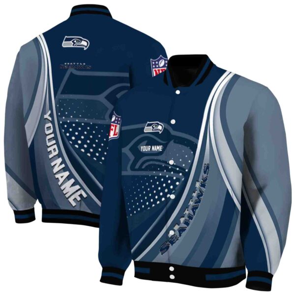 personalized seattle seahawks wave patterns blue jacket fashion forward
