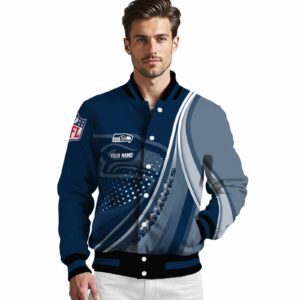 personalized seattle seahawks wave patterns blue jacket high quality
