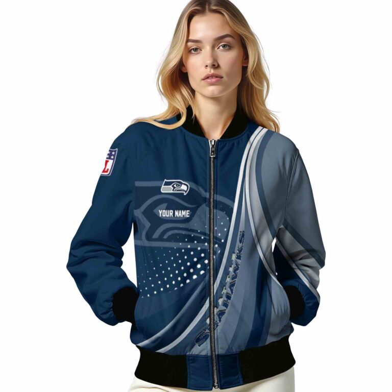 personalized seattle seahawks wave patterns blue jacket latest model