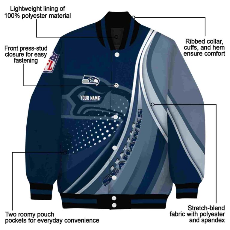 personalized seattle seahawks wave patterns blue jacket new arrival