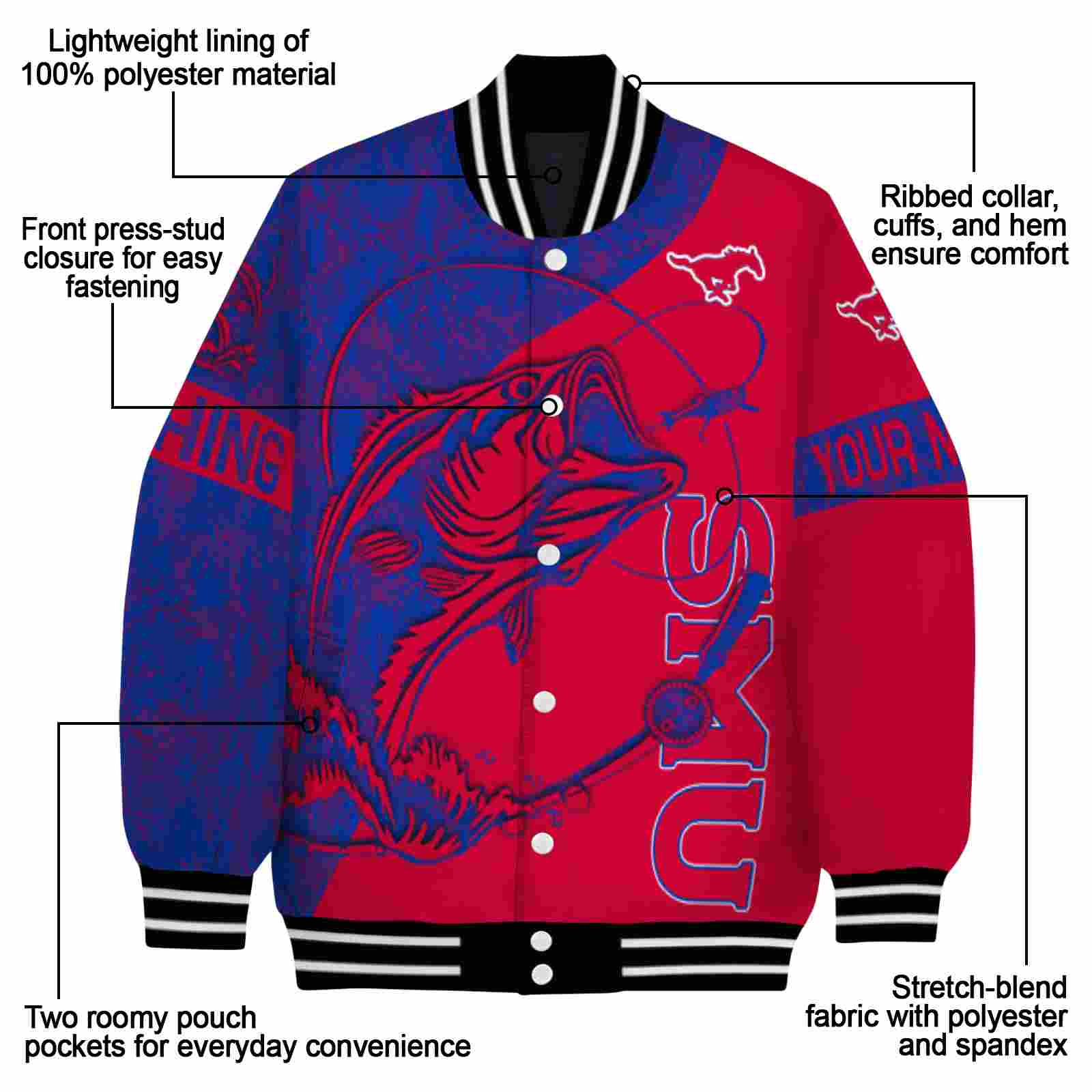 personalized smu mustangs fishing rod red jacket new arrival personalized smu mustangs fishing rod red jacket new arrival