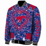 personalized smu mustangs heart explosion blue jacket best selling