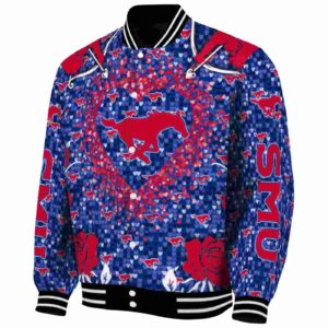 personalized smu mustangs heart explosion blue jacket best selling
