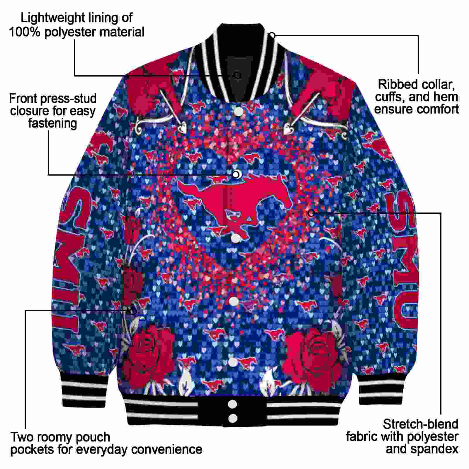 personalized smu mustangs heart explosion blue jacket new arrival personalized smu mustangs heart explosion blue jacket new arrival